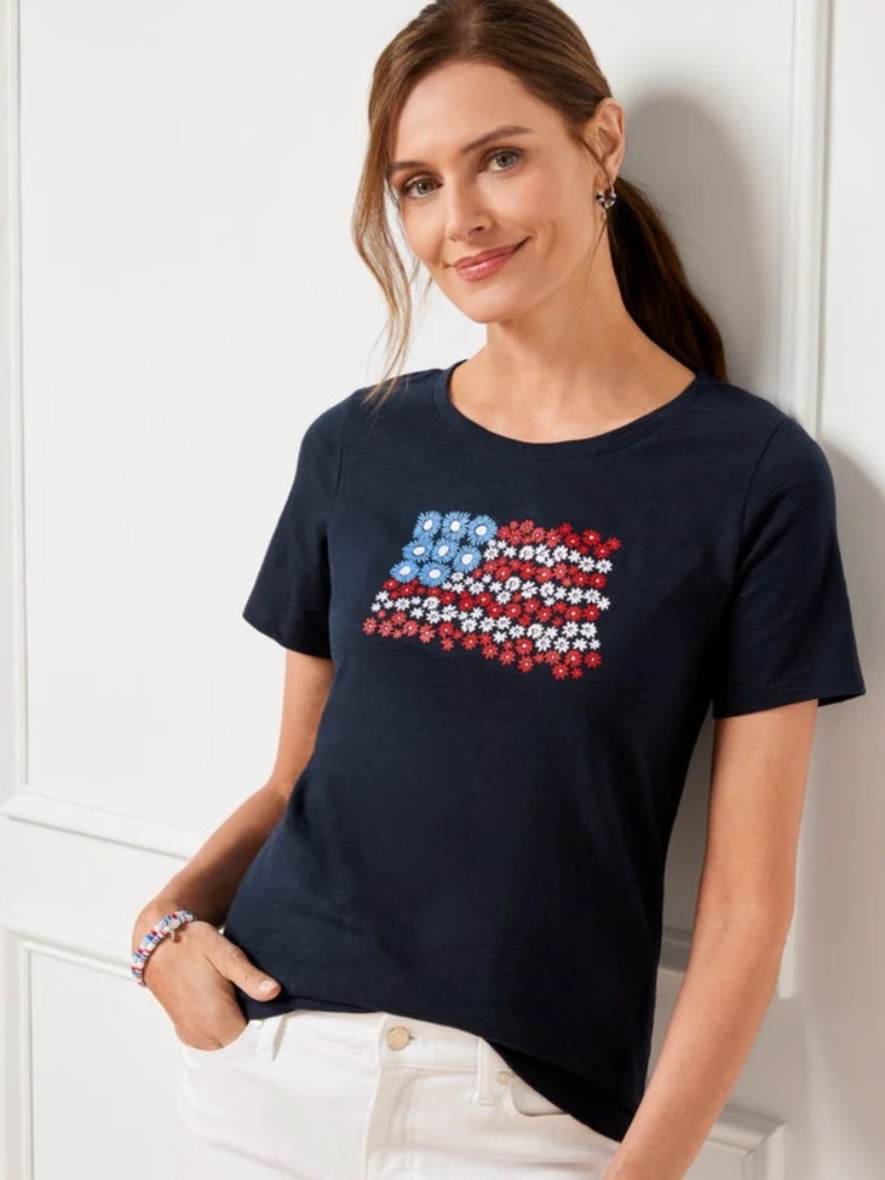 TALBOTS FLORAL FLAG CREWNECK TEE 3X